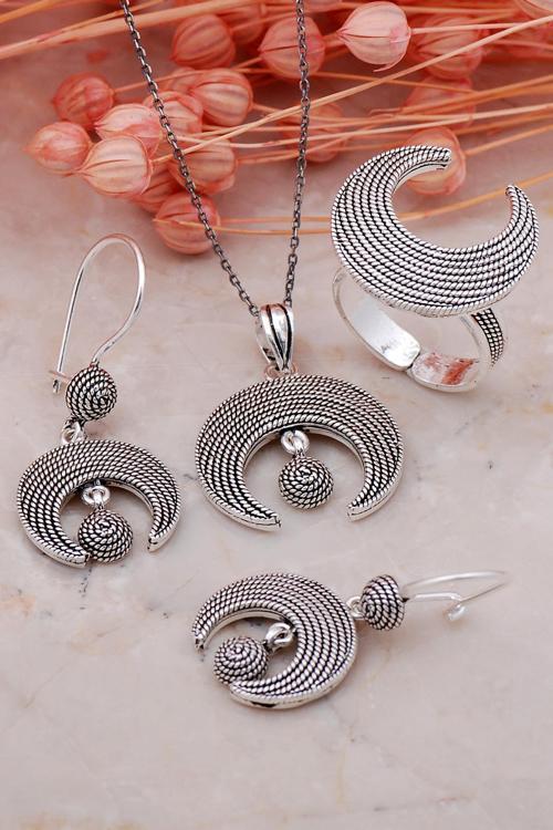 Ay Tasarım Telkari Elişi Gümüş Set 02