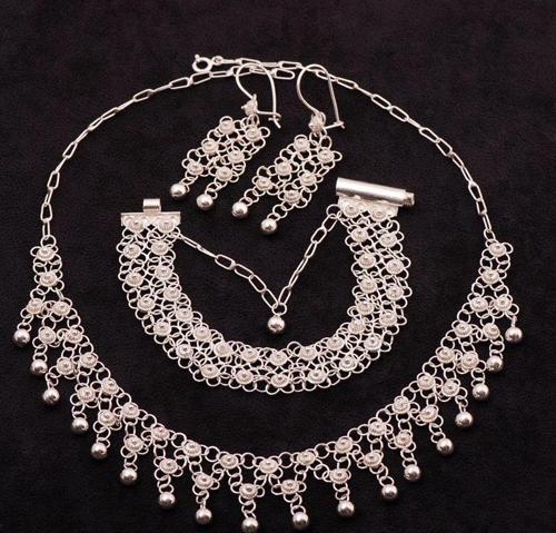 Yöresel Akıtma Kişniş Telkari Gümüş Set 1505