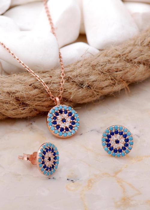 Rose Gümüş Göz Tasarımlı Mini Set 2014