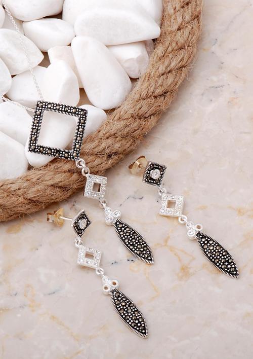 Markazit Taşlı Tasarım Gümüş Set 2151