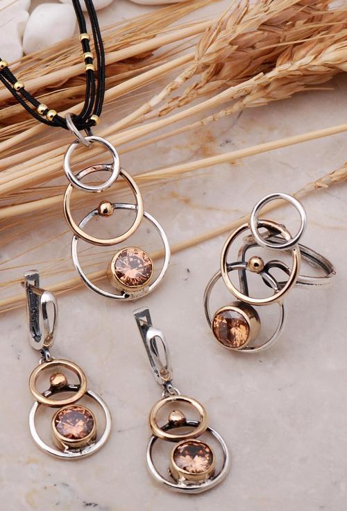 Topaz Taşlı Tasarım Elişi Gümüş Set 2445