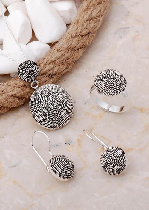 Tel Burma Telkari Elişi Gümüş Set 2558