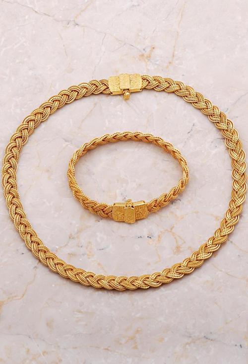 Midyat Hasırı Örgü Tasarım Elişi Altın Kaplama Gümüş Set 2670