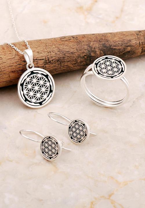 Yaşam Çiçeği Elişi Gümüş Set 2816