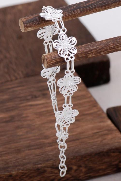 Çiçek Tasarım Telkari Gümüş Bileklik 3104