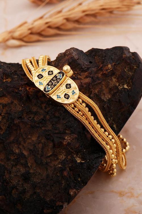 Anadolu Motifli Altın Kaplama Gümüş Midyat Hasırı Akıtma Bileklik 4713