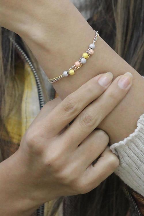 Dorissa Altın Yaldızlı Rose Gümüş Bileklik 3521