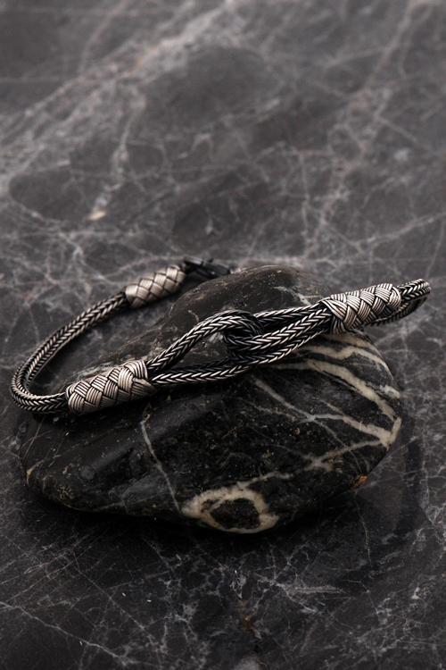 Kazaziye Bağlılık Sembolü Tasarım 20 Cm Eskitme Gümüş Erkek Bileklik 4757