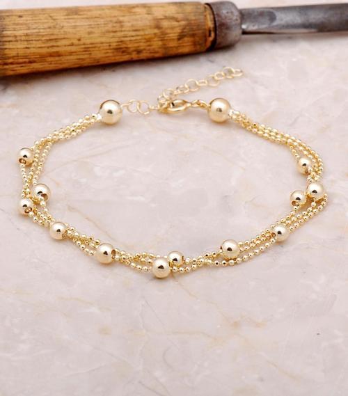 Dorissa Altın Yaldızlı Üç Sıra Gümüş Bileklik 3382