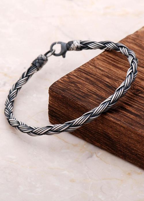 Kazaziye İşlemeli El Sarması Gümüş Bileklik 3222