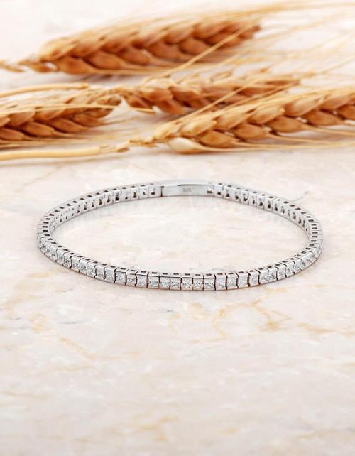Baget Su Yolu 3 Mm Rodyumlu Gümüş Bileklik 4747