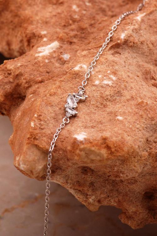Baget Tasarım Mini Rodyumlu Gümüş Bileklik 4628