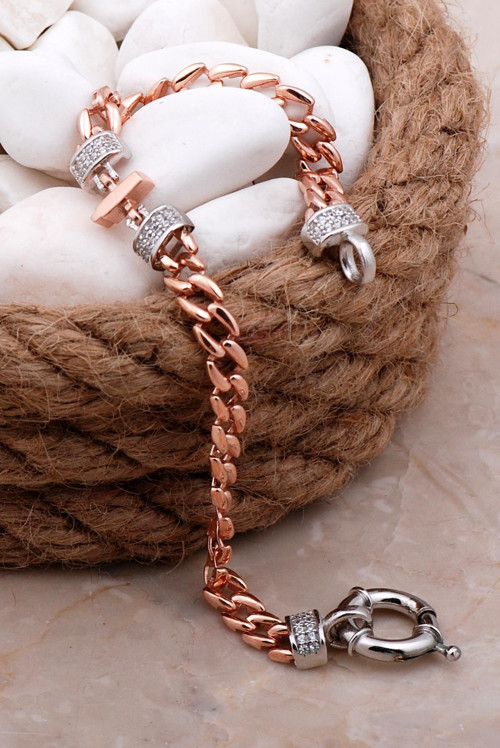 İ Harfli Gurmet Rose Gümüş Bileklik 4068