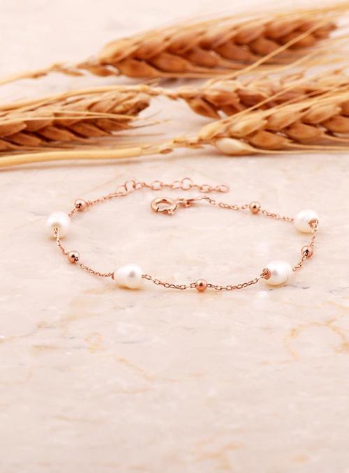 İnci Tek Sıra Rose Gümüş Bileklik 4743