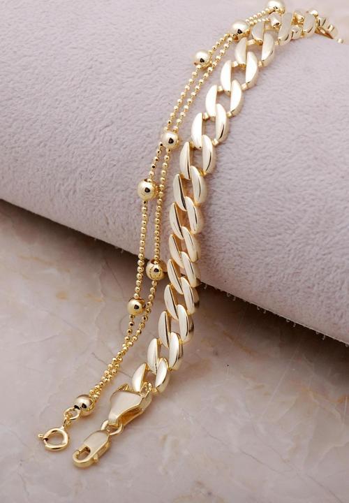 Kombin Altın Yaldızlı Gurmet Zincir Bileklik 3480