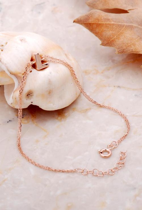 L Harfi Rose Gümüş Bileklik 4222