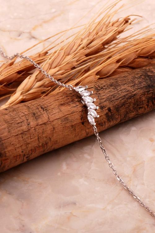 Markiz Taşlı Rodyumlu Gümüş Bileklik 4574