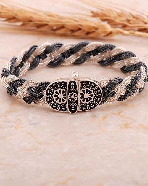 Midyat Hasır Telkari Örme Gümüş Bileklik 4450