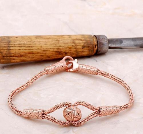Rose Gümüş Kazaziye İşlemeli Bileklik 3374