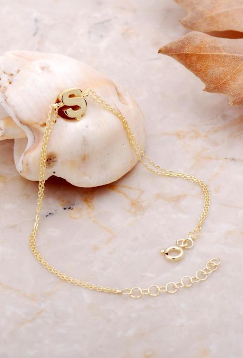 Ş Harfi Altın Kaplama Gümüş Bileklik 4244