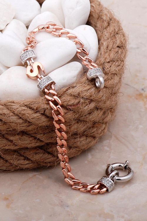 Ş Harfli Gurmet Rose Gümüş Bileklik 4089