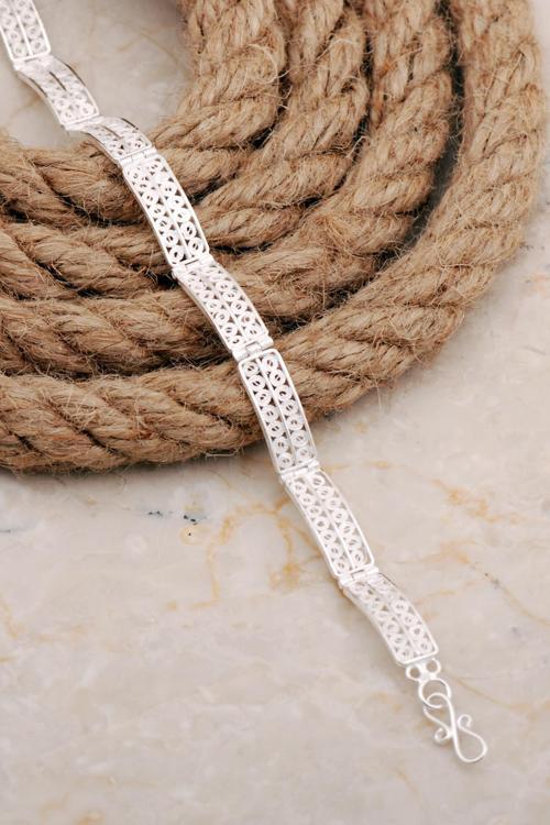 Midyat Telkari Sanatı İşlemeli Elişi Gümüş Bileklik 4681