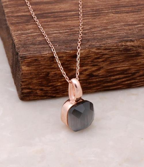 Sedef Taşlı Rose Gümüş Kolye 1560