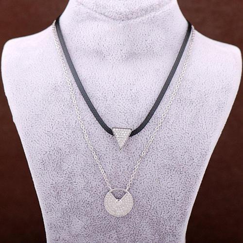 Üçgen Tasarımlı Choker Gümüş Kolye 3439