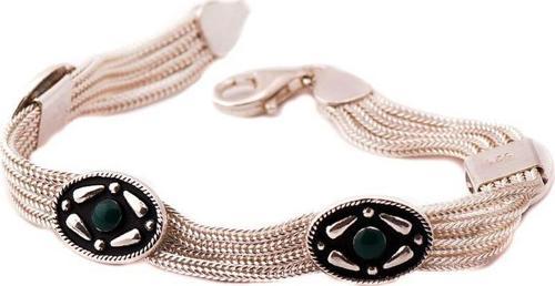 Yeşim Taşlı Akıtma Hasır Gümüş Bileklik 1167