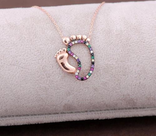 Rose Gümüş İlk Adım Tasarımlı Kolye 3761
