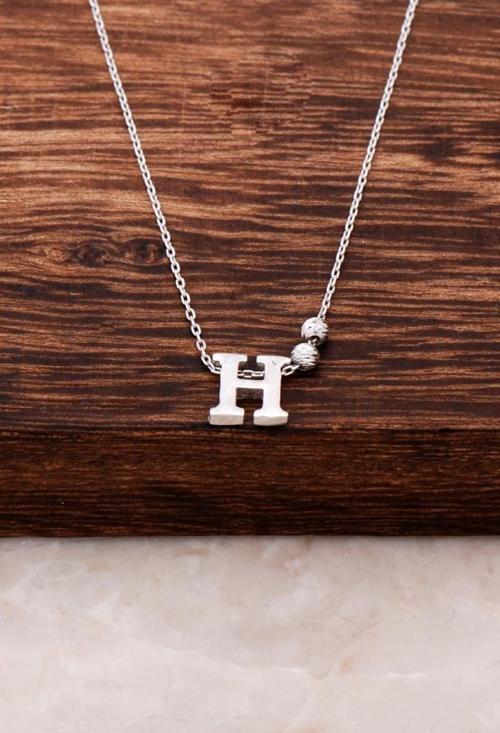 H Harfli Tasarım Gümüş Kolye 3811