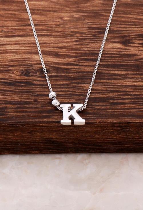 K Harfli Tasarım Gümüş Kolye 3819