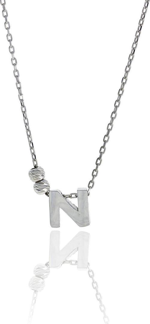 N Harfli Tasarım Gümüş Kolye 3825