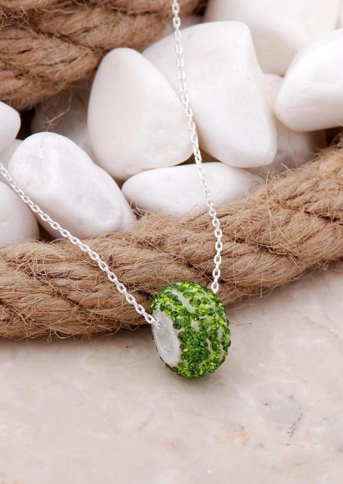 Yeşil Taşlı Gümüş Kolye 211