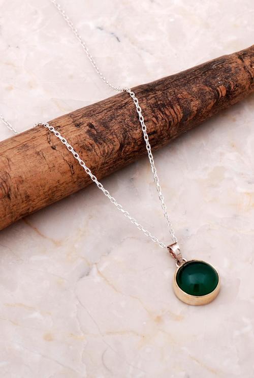 Yeşim Elişi Trend Gümüş Kolye 6938