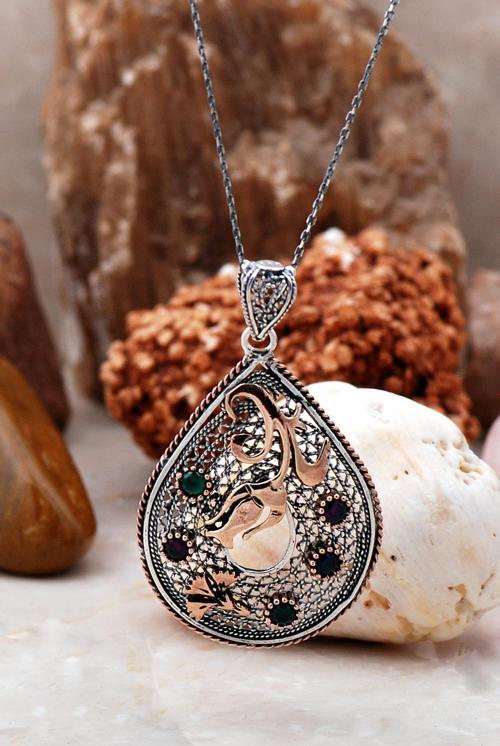 Telkari İşlemeli Laleli Tasarım Gümüş Kolye 3907