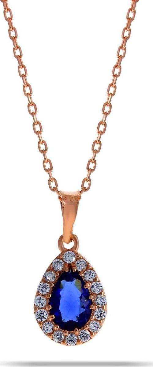 Safir Rose Gümüş Mini Damla Kolye 7044