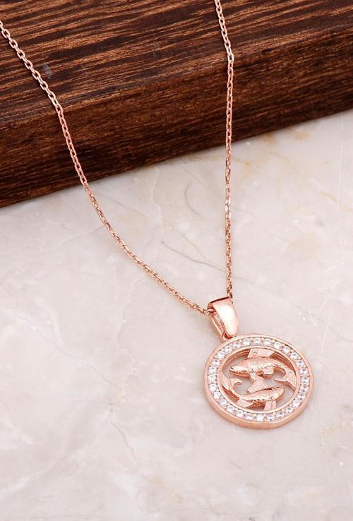 Balık Burcu Rose Gümüş Kolye 6684