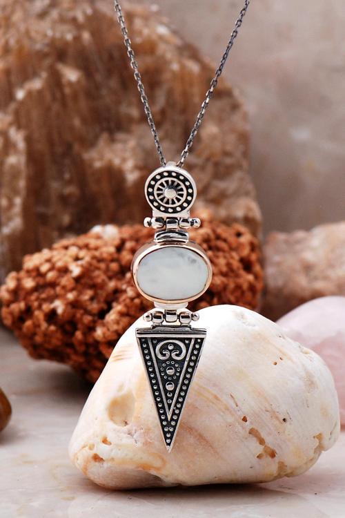 İnci Antik Tasarım Elişi Gümüş Kolye 7049