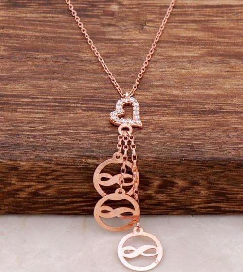 Kalpli Tasarım Rose Gümüş Kolye 1249