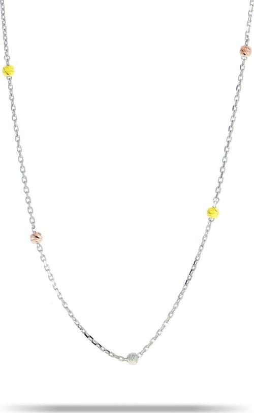 Dorissa Rodyumlu Renkli 75 cm Gümüş Zincir Kolye 7319