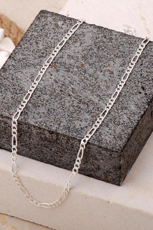 Figaro 4 mm 50 cm Gümüş Erkek Zincir Kolye 7716