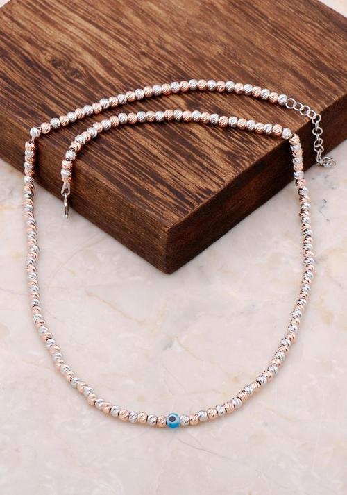 Dorissa Rose Gümüş Renkli Nazar Boncuklu Kolye 6855
