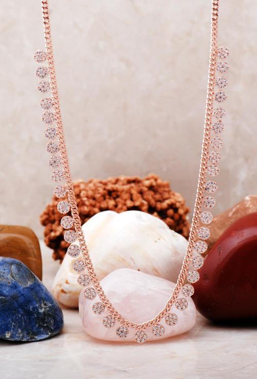 Taşlı Rose Gümüş Choker Kolye 7224