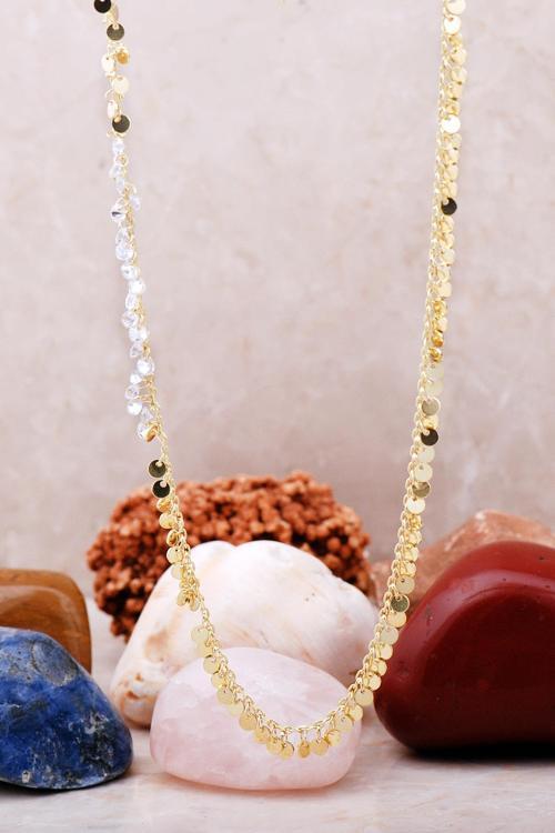 Pullu Zirkon Taşlı Altın Yaldızlı Gümüş Kolye 7233