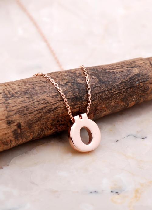 Ö Harfi Rose Gümüş Kolye 7887
