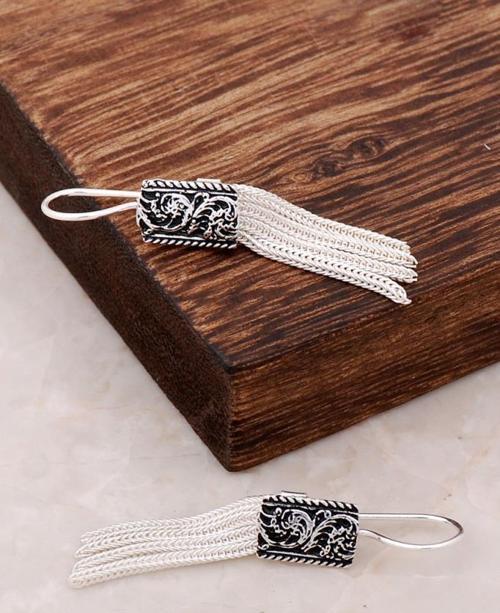 Midyat Hasırı Elişi Gümüş Tasarım Küpe 2619