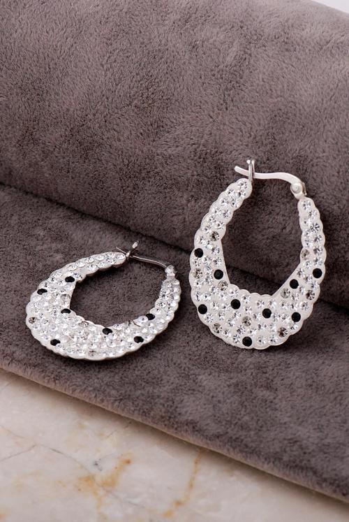 Taşlı Tasarım Gümüş Halka Küpe 110