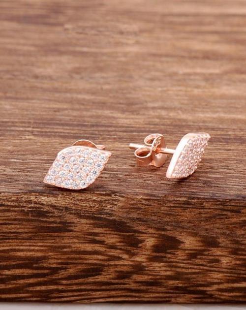 Rose Gümüş Taşlı Göz Küpe 3762