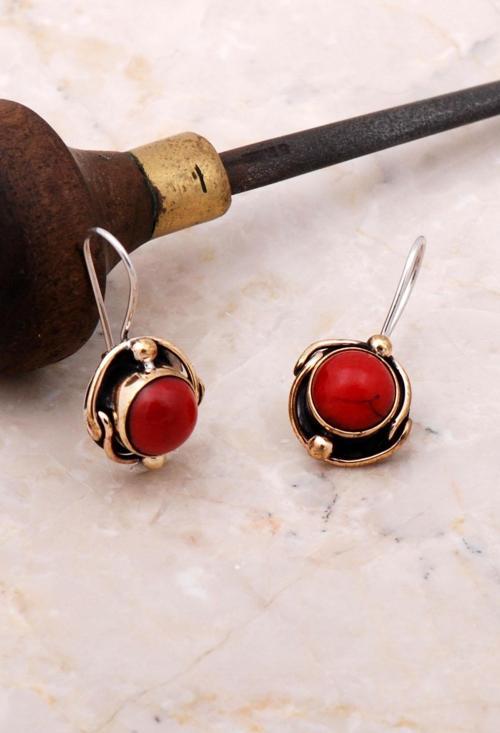 Mercan El Yapımı Gümüş Tasarım Küpe 4892